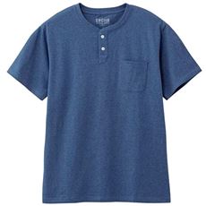 【男女兼用】綿100%ヘンリーネックTシャツ(半袖)