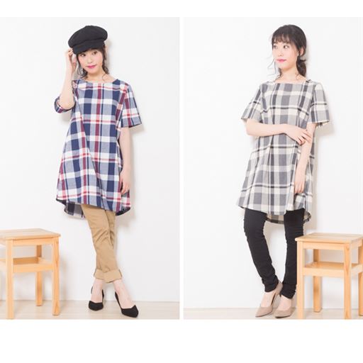 【NET限定】ゆったりシルエットが体型カバーにも♪ポケット付きフレアチュニック