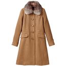 【SALE】 ステンカラーコート(リアルファー付き) レディース