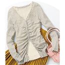 【SALE】 Vネックギャザーカーディガン レディース