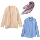 【SALE】 3点セット(ニットカーデ+シャツ+スカーフ) レディース