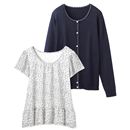 【SALE】 アンサンブル(ニットカーディガン+ブラウス) レディース