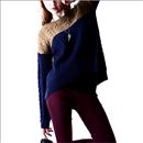 【SALE】 バイカラー ケーブル編みニット ANITA ARENBERG レディース