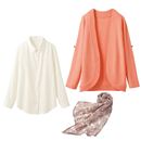 3点セット(カーディガン+シャツ+スカーフ) レディース