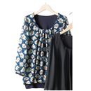 【SALE】 シフォン使いプルオーバー(7分袖) レディース