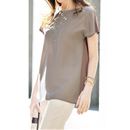 【SALE】 カットソー切替えブラウス レディース