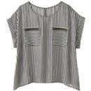 【SALE】 ジップ使いストライプブラウス レディース - セシール