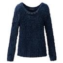 【SALE】 ビジュー使いフェザーヤーンニット レディース - セシール