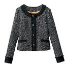 【SALE】 ノーカラーツイードジャケット レディース - セシール