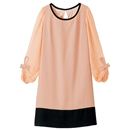 【SALE】 シフォンスリーブ配色ワンピース レディース - セシール