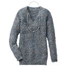 【SALE】 ネックレス付きフェザーヤーンニット レディース - セシール