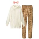 【SALE】 ニット&レギパン(ブローチ付き) レディース - セシール