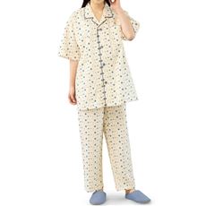 綿100%リップルプリントパジャマ(男女兼用)
