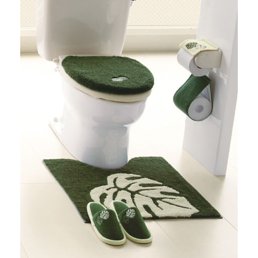 【SALE】 モンステラ柄抗菌防臭トイレ用品(単品販売)ふたカバー・トイレマット - セシール