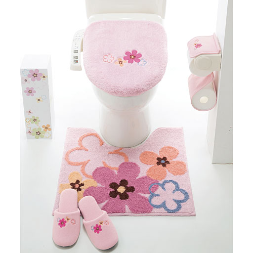 【SALE】 大花柄トイレ小物(ペーパーホルダーカバー・スリッパ) - セシール