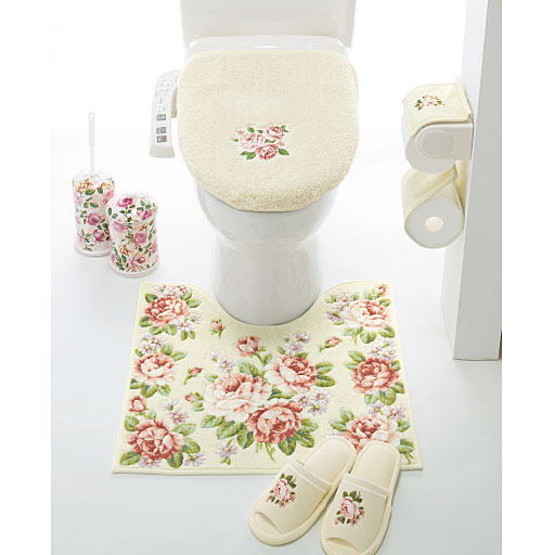 バラ柄トイレ用品(単品販売)ふたカバー・トイレマット - セシール