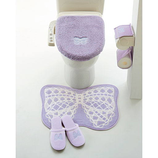 【SALE】 リボン柄トイレ用品(単品販売)ふたカバー・トイレマット - セシール