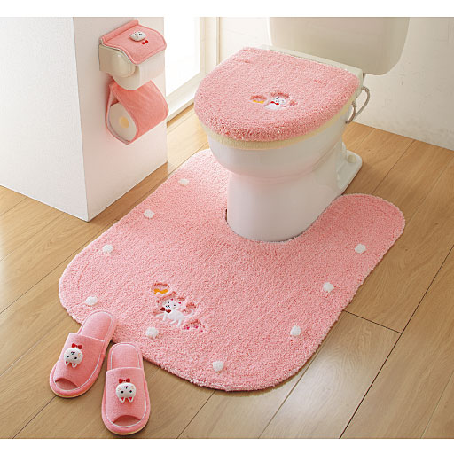 【SALE】 猫柄トイレ用品(単品販売)ふたカバー・トイレマット - セシール