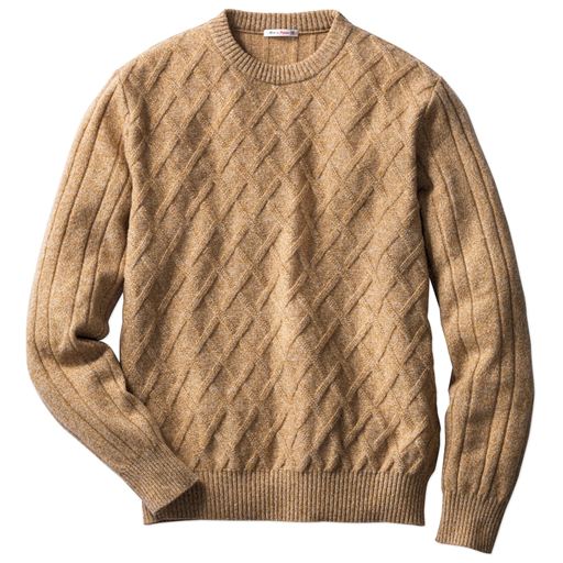 【メンズ】 日本製ラム混ニットのクルーネックセーター。品のあるこだわり編地が◎ - セシール