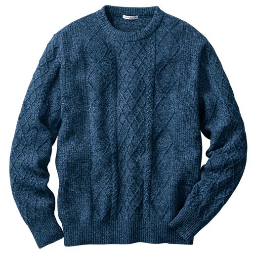 20%OFF【メンズ】 日本製ラム混ニットのクルーネックセーター。品のあるこだわり編地が◎