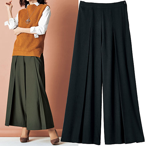 【レディース】 ベロア調ガウチョパンツ