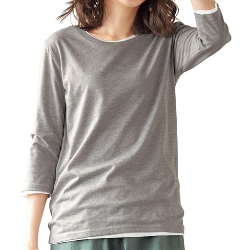 【レディース】 シンプルクルーネックTシャツ(7分袖)
