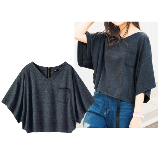 【ティーンズ】 ポンチョ風VネックTシャツ