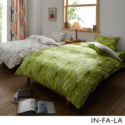IN-FA-LA®北欧デザイン 掛け・ボックスシーツ・枕カバーセット(ベッドタイプ) FOREST - セシール