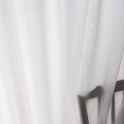 ミラーレースカーテン(バラとストライプ柄・UVカット遮熱保温・遮像) - セシール