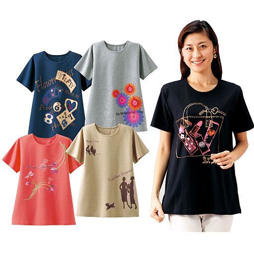 【レディース】 ゆったりビッグTシャツ(色柄違い5枚組)