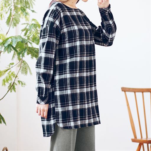 微起毛ビエラゆるチュニック 綿100 セシール Cecile