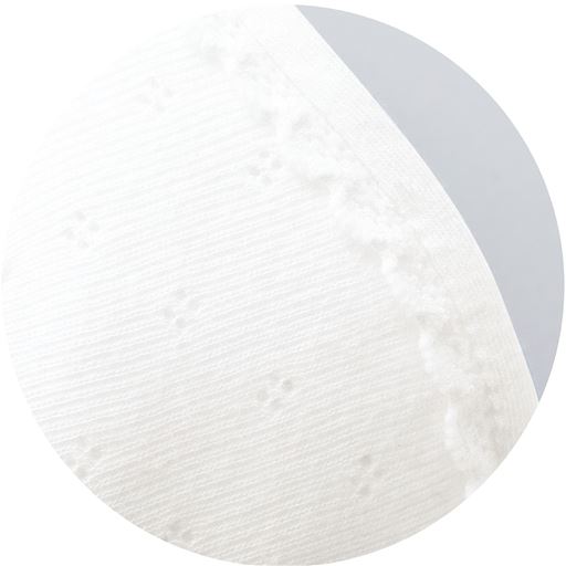 生地アップ<br><br><br>パターンメッシュ生地に小さなレース使いが、さりげない可愛さ