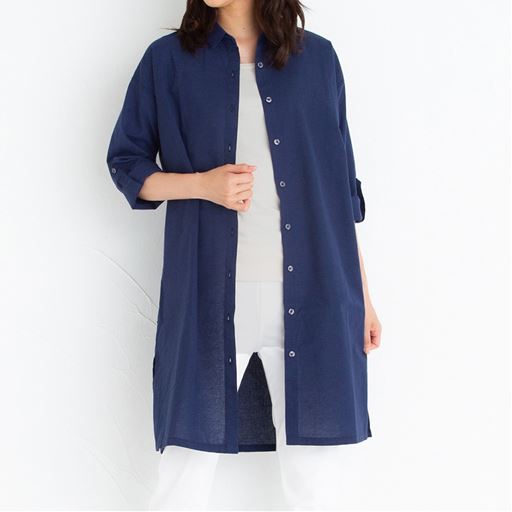Net限定 ターンバック付きシャツロングチュニック セシール Cecile Net限定 ターンバック付きシャツロングチュニック セシール Cecile