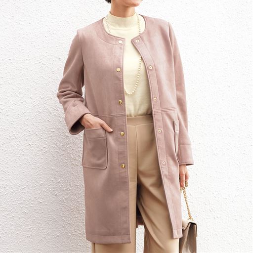 ストレッチフェイクスエードロングジャケット セシール Cecile