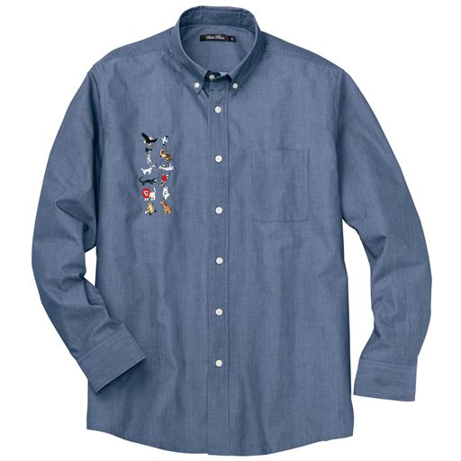 ナチュラルな色ムラと、表面変化感が魅力の綿100%シャンブレーツイルを使用。<br>さらりと着られて品よく映える、大人カジュアルに適したシャツです<br>ネイビー