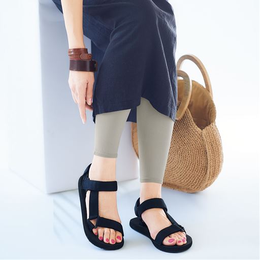 パンティ部メッシュのキュプラ混レギンス 10分丈 吸汗速乾 レッグ部 パンティ部メッシュのキュプラ混レギンス 10分丈 吸汗速乾 レッグ部