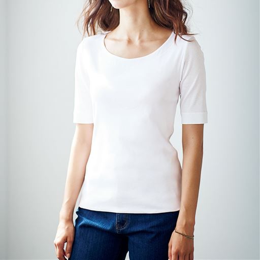 デコルテ美人tシャツ5分袖 セシール Cecile デコルテ美人tシャツ5分袖 セシール Cecile