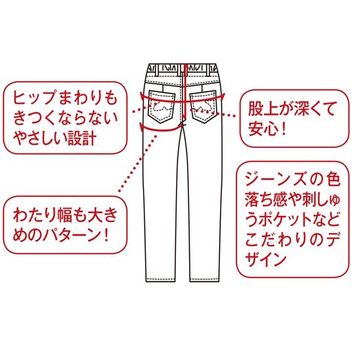 ぽっちゃりさんサイズ ニットデニムブーツカットパンツ スマートニットジーンズ 美脚パンツ 選べる3レングス セシール Cecile
