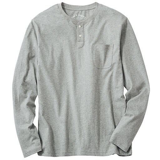 オーガニックコットン100 素材のヘンリーネックtシャツ 長袖