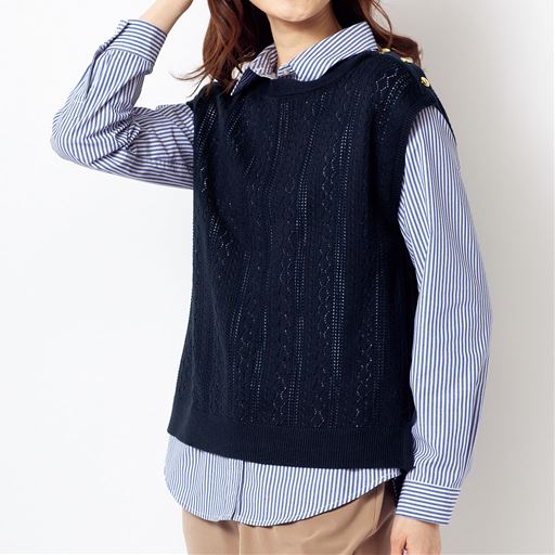 2点セット ニットベスト シャツ セシール Cecile