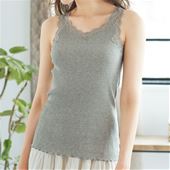 キャミソール 贅沢レースにやわらかな着心地の綿100 リブインナー セシール Cecile