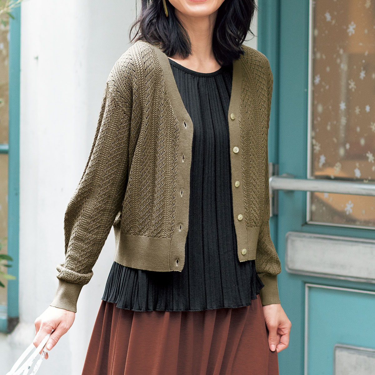 透かし編みニットカーディガン ファッション通販ならセシール Cecile
