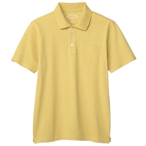 シンプルデザインで便利な胸ポケット付きの半袖ポロシャツ。丈夫で洗濯にも強く、肌ざわりはさらっと快適なコットン100%カノコ素材。<br>クリームイエロー