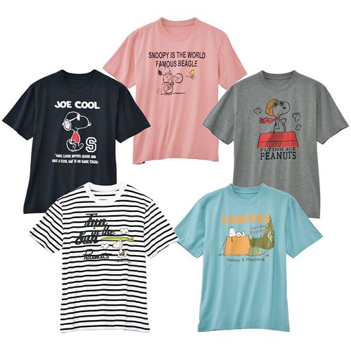 綿100 プリントtシャツ Snoopy 男女兼用 みんなに愛されるスヌーピー セシール Cecile