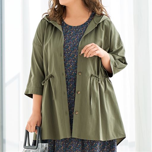 フード付きブラウス Uvカット 6分袖 ぽっちゃりさんサイズ セシール Cecile