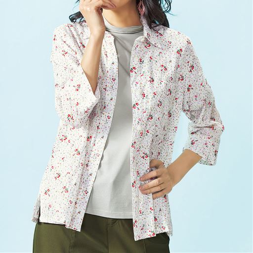 レギュラーシャツ 7分袖 セシール Cecile