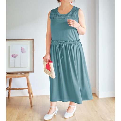 ぽっちゃりさんサイズ レース使いワンピース セシール Cecile