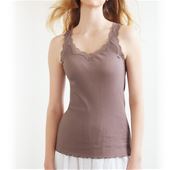 キャミソール 贅沢レースにやわらかな着心地の綿100 リブインナー セシール Cecile