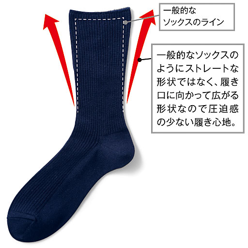 同色2足組 男の履き口ゆったりソックス 抗菌防臭 日本製 セシール Cecile