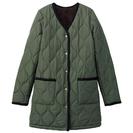 裏ボアキルティングノーカラーコート 手洗いok セシール Cecile